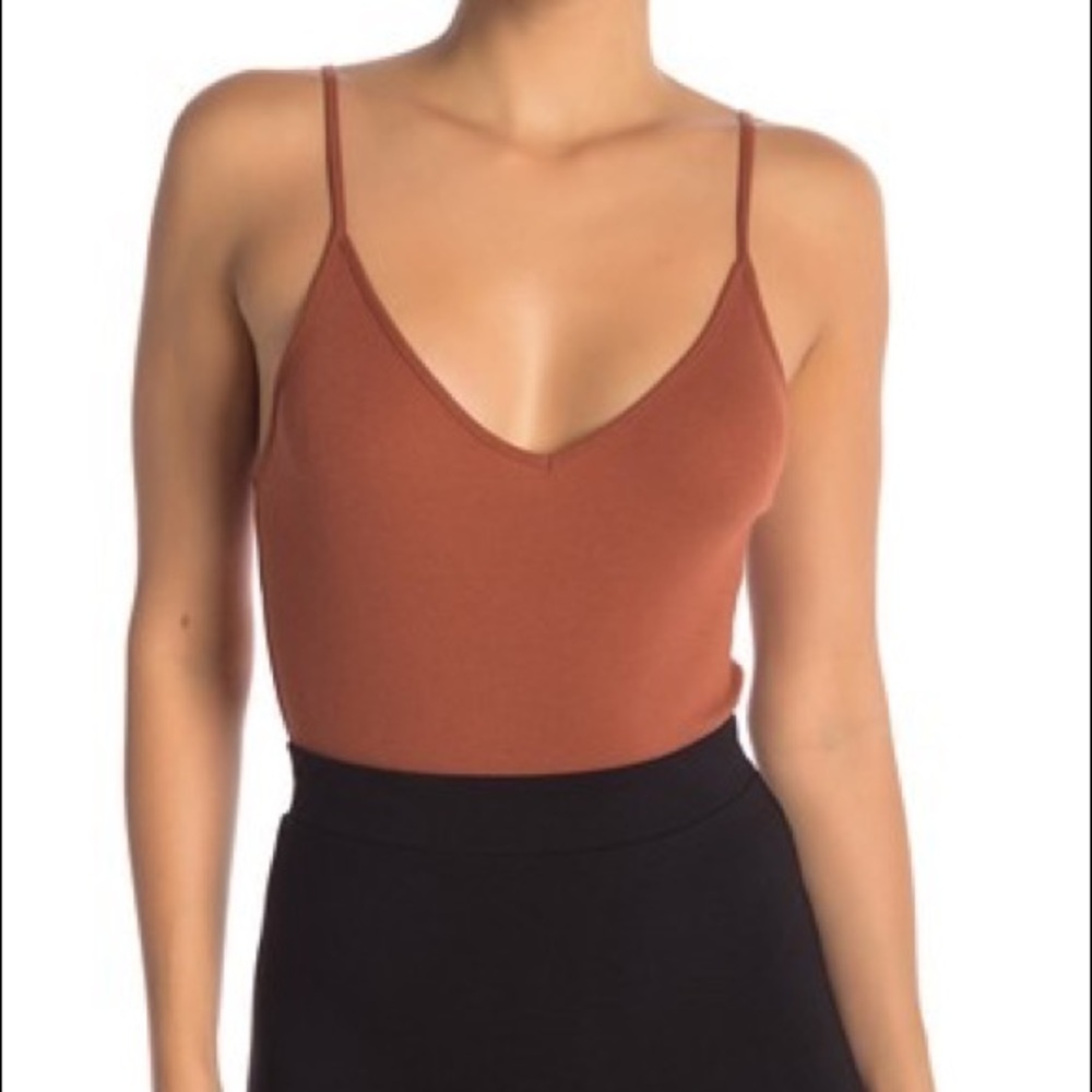 BP v neck bodysuit in burnt orange